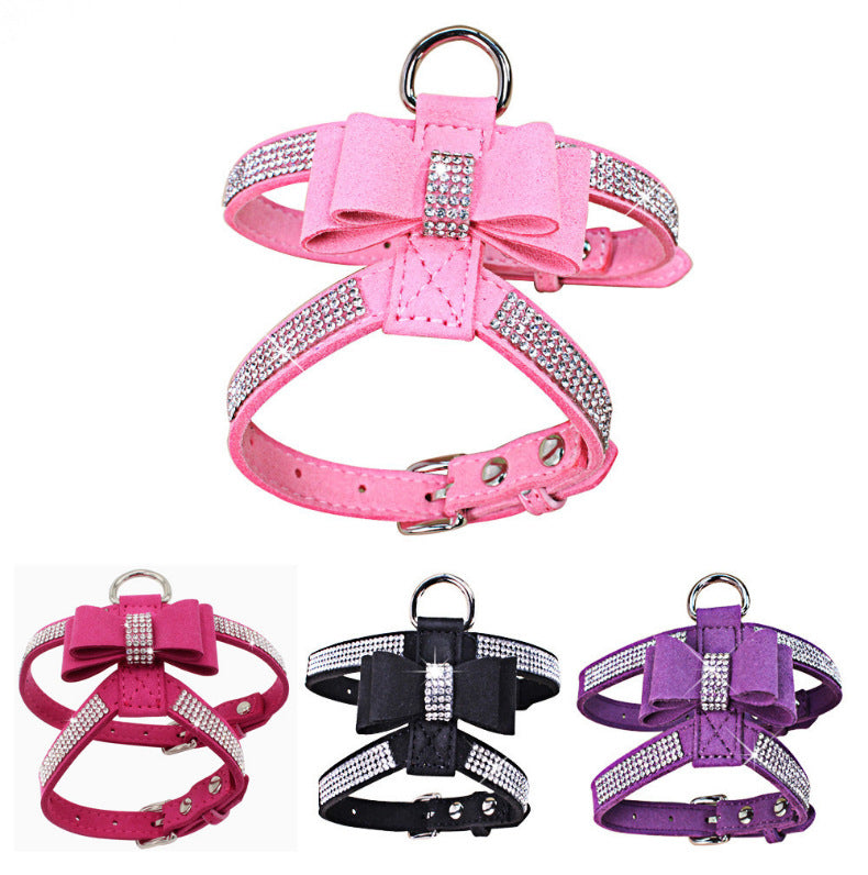 Rhinestone Bowknot Adjustable Dog Harness