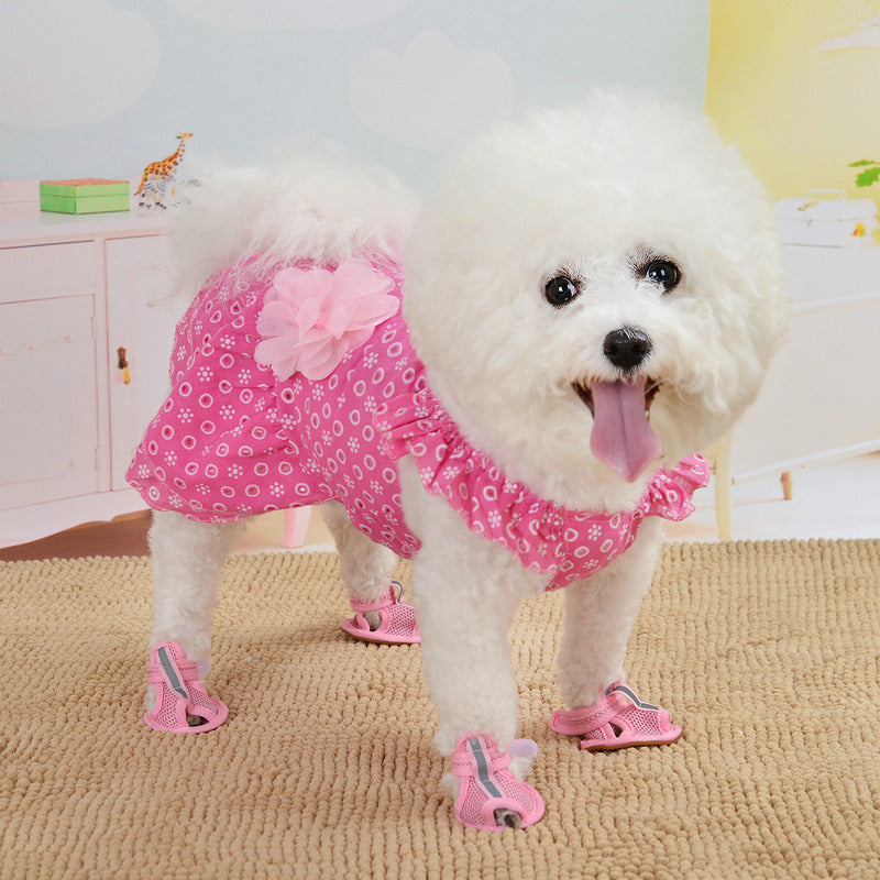 Flower Decor Dot Dog Dress