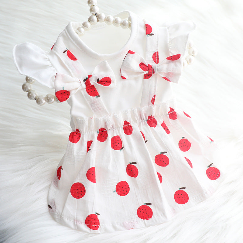 Fruit Printed Bowknot Dog Cat Dress