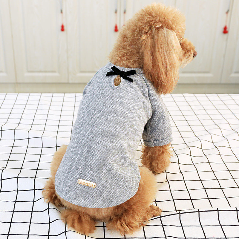 Bowknot Solid Color Dog T-shirt