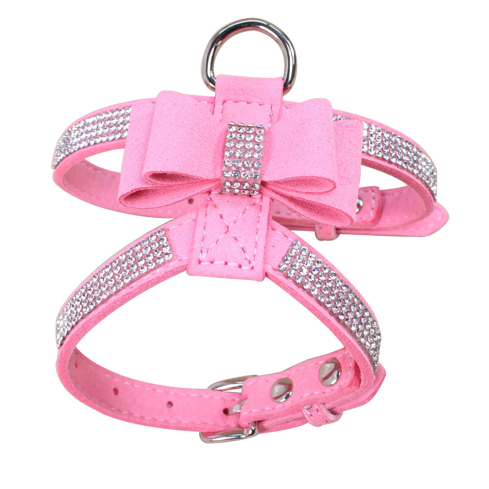 Rhinestone Bowknot Adjustable Dog Harness