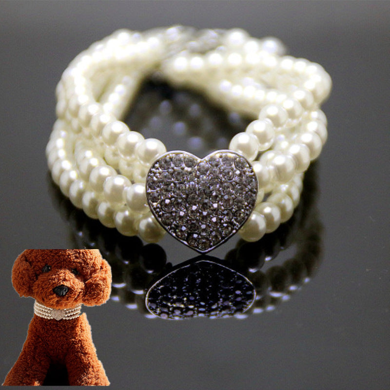 Heart Pattern Pearl Dog Cat Collar