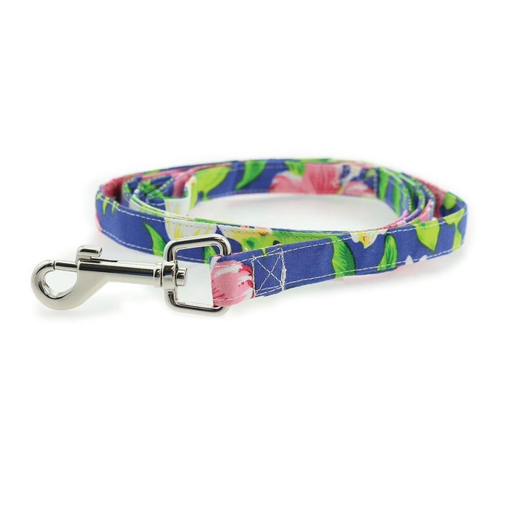 Blue Lagoon Hawaiian Hibiscus Dog Dress/Matching Leash XSmall