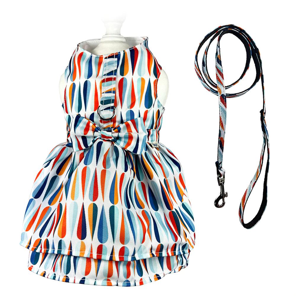 Chic Raindrop Dog Harness Dress With Matching Leash