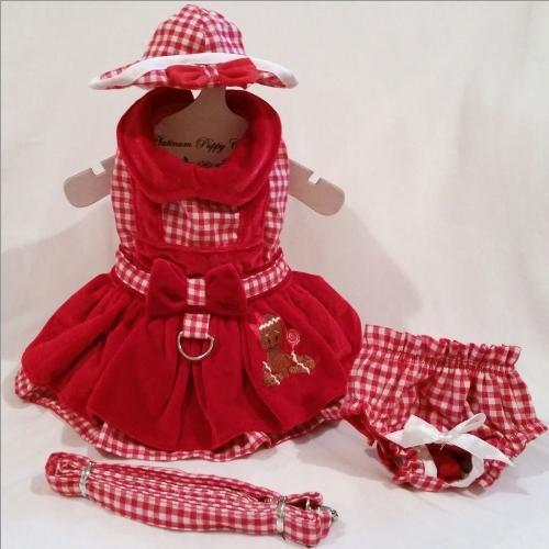 Gingerbread Girl Dog Harness Dress Set