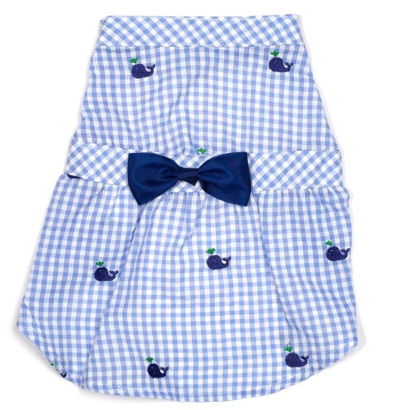 Gingham Whales Dog Dress