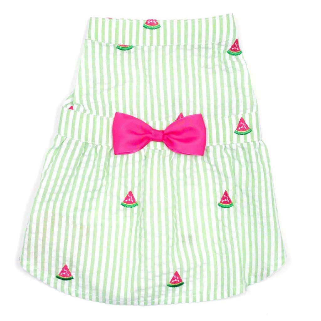 Green Stripe Watermelon Woven Dog Dress