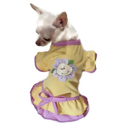 Happy Flower Ruffled Dog Dress