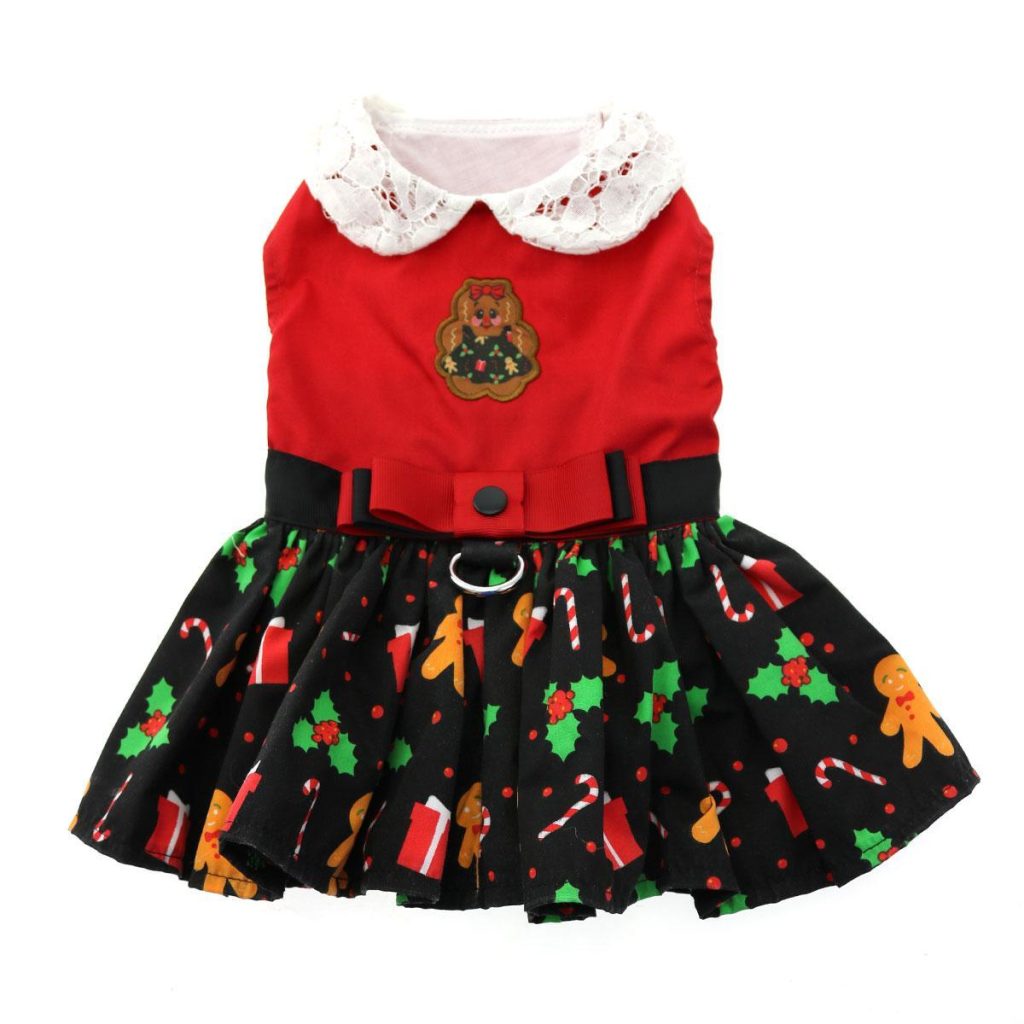 Holiday Dog Harness Dress Gingerbread