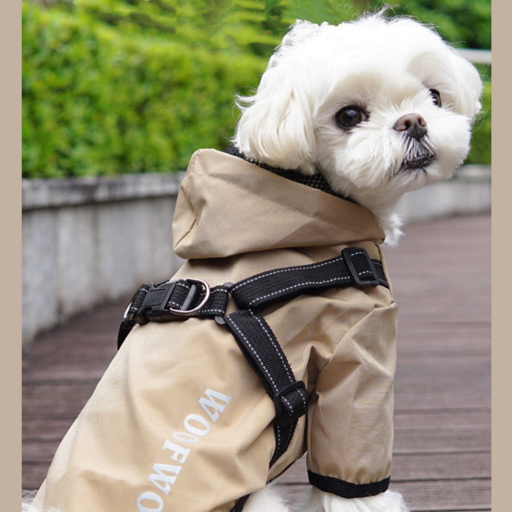 Waterproof Letter Printed Dog Harness Raincoat