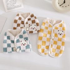 Chequered Fleece Dog Cat Jacket Vest