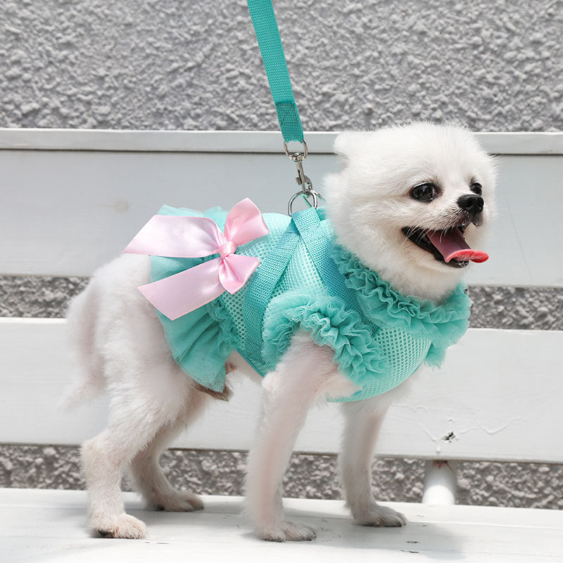 Bowknot Breathable Dog Harness Dress