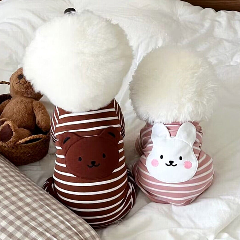 Rabbit&Bear Printed Striped Dog Jumpsuits