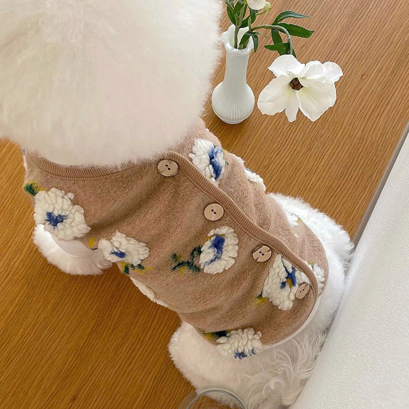 Fleece Flower Printed Dog Cat Vest