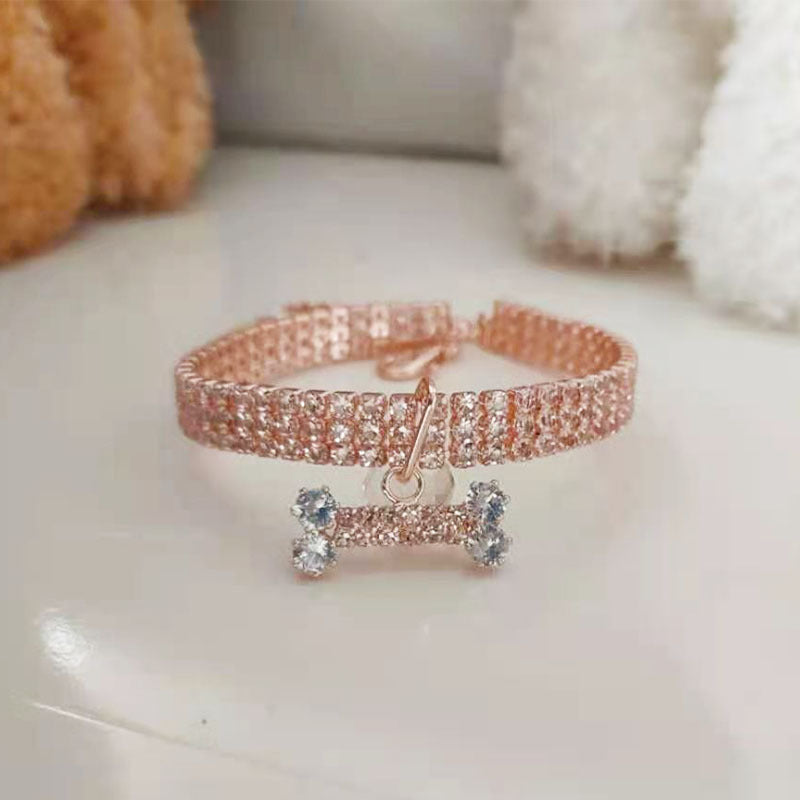 Rhinestone Bone Shaped Dog Collar