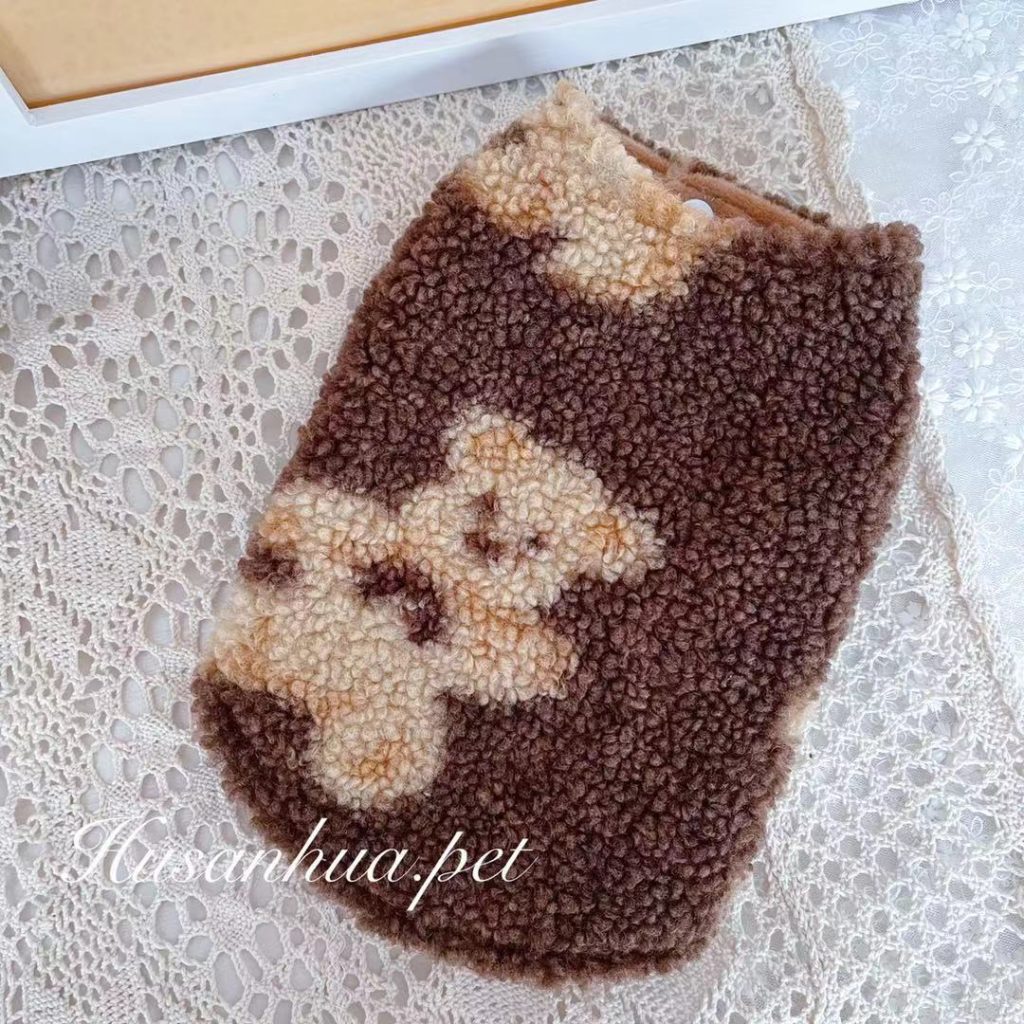 Teddy Bear Printed Fleece Dog Jacket Vest