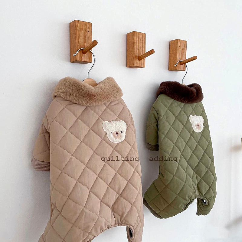 Fleece Waffle Pattern Dog Jumpsuits Jacket