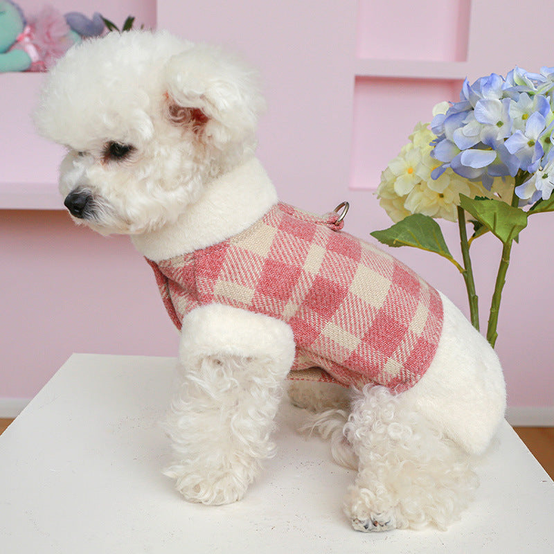 Warm Plaid Dog Harness Coat