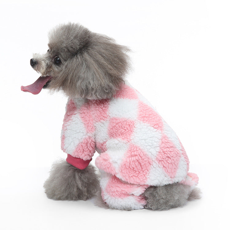 Fleece Plaid Pattern Dog Jumpsuits Pajama