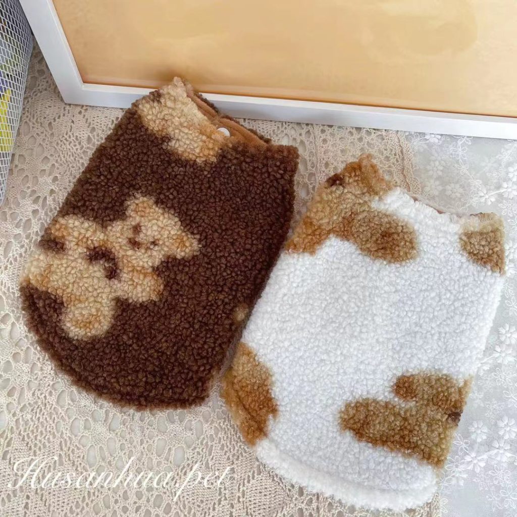 Teddy Bear Printed Fleece Dog Jacket Vest