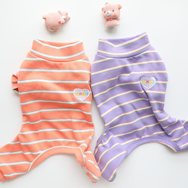 Striped Heart Dog Jumpsuits Pajama