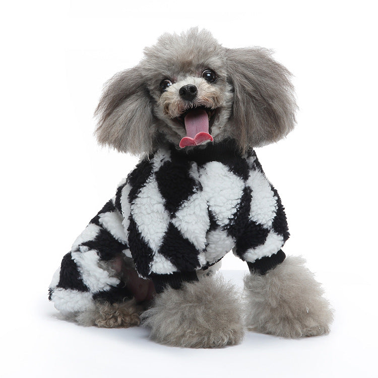 Fleece Plaid Pattern Dog Jumpsuits Pajama