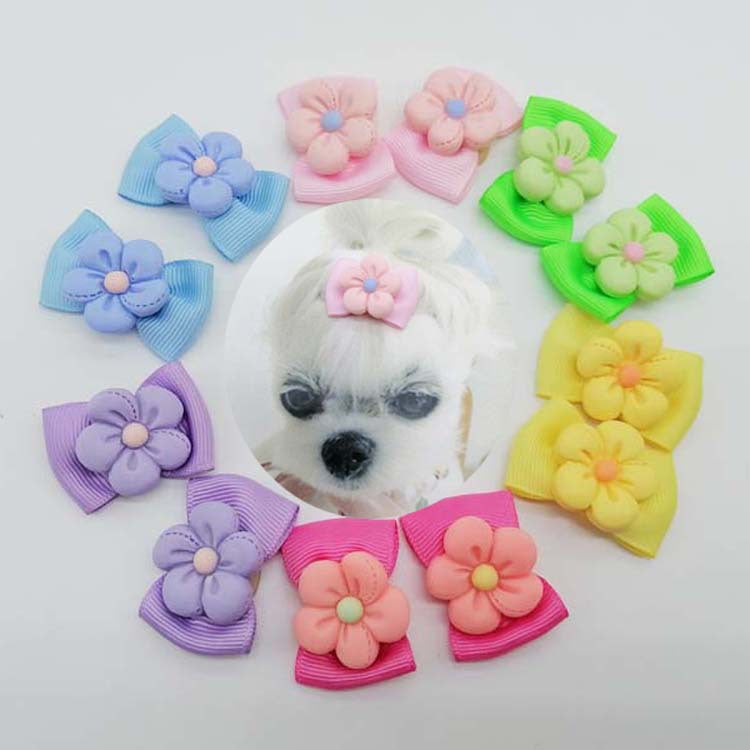 Flower Dog Cat Hair Rubber Band 6pcs