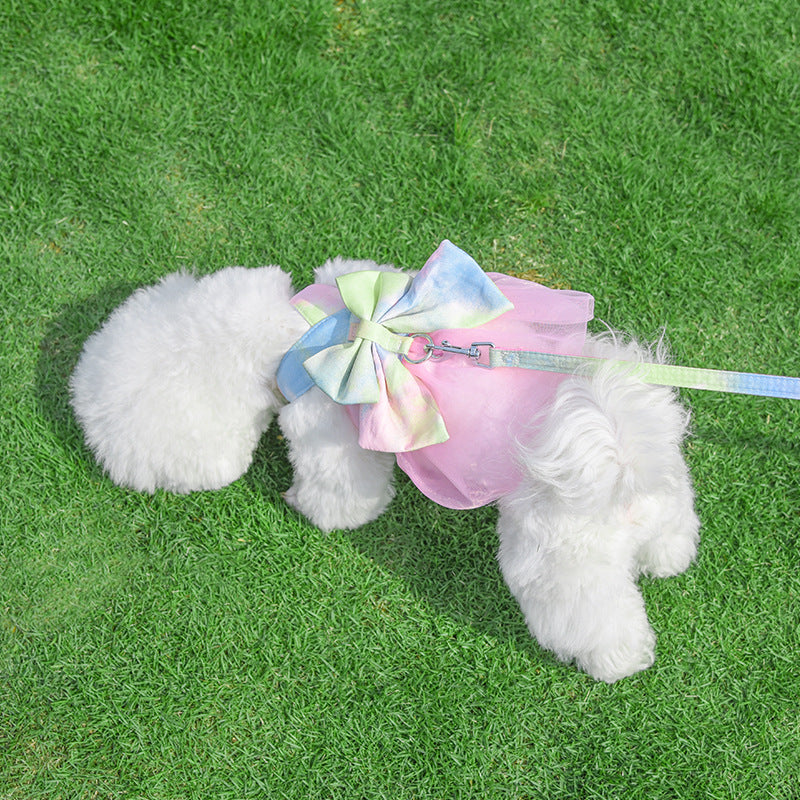 Tie-dyed Dog Harness Dress/Vest Leash Set