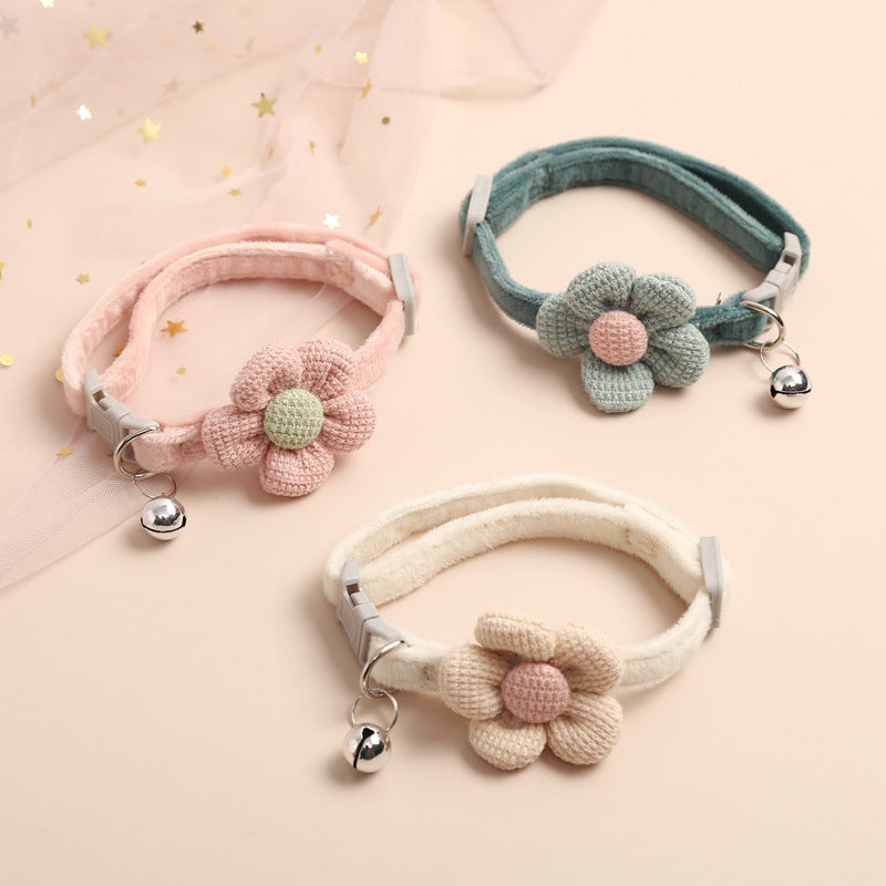 Flower Pattern Bell Dog Cat Collar