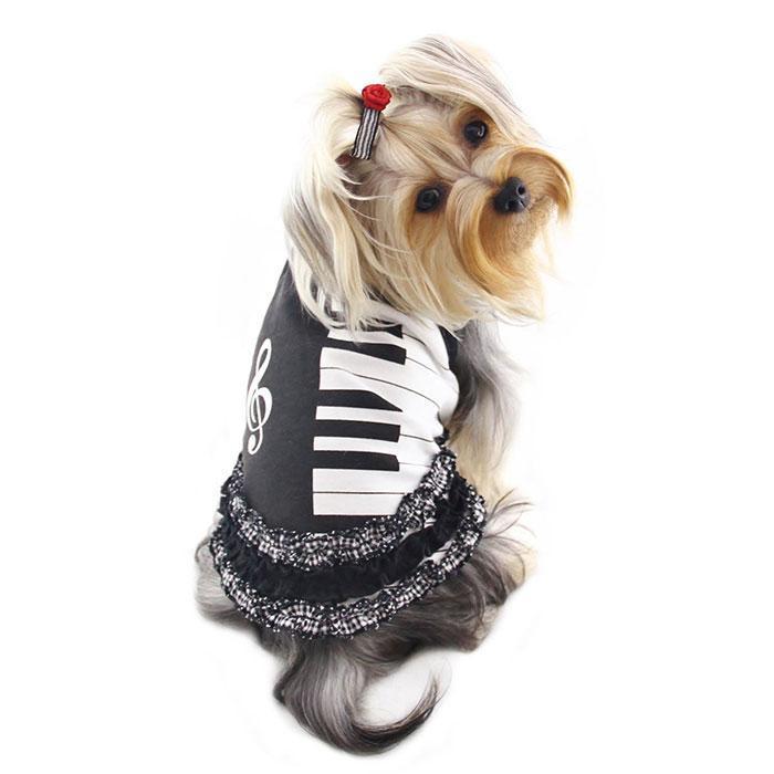 Piano Dog Dress With Ruffles