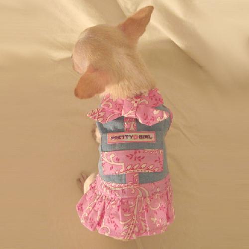 Pretty Girl Denim Dog Harness Dress Set