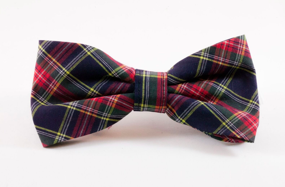 Classic Black And Red Tartan Plaid Dog Bow Tie