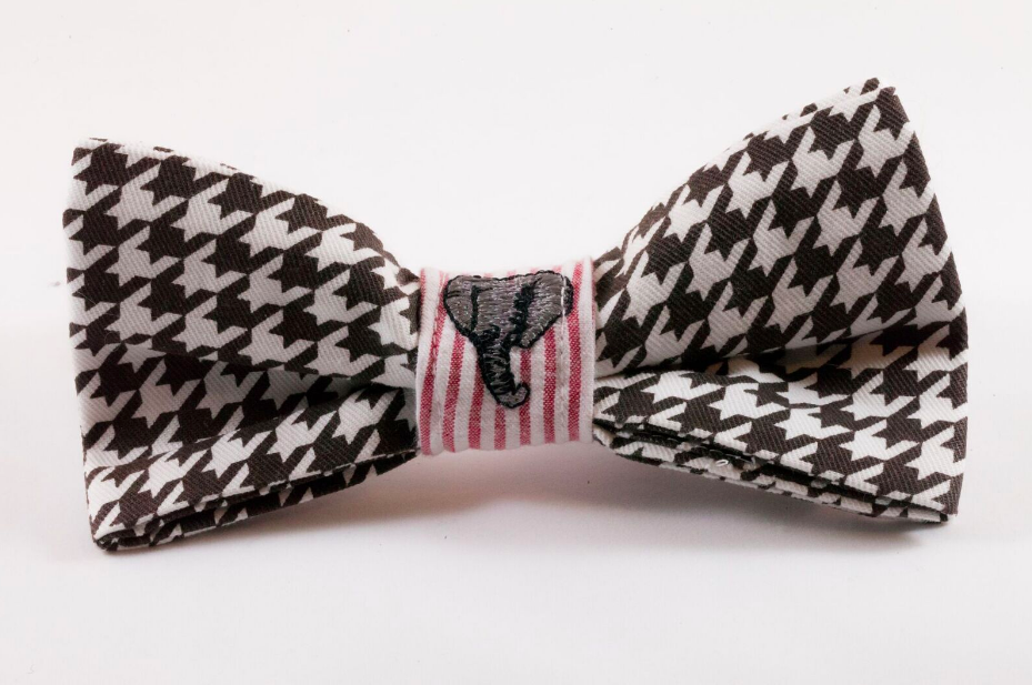 Crimson Tide Alabama Seersucker Houndstooth Bear Bryant Dog Bow Tie