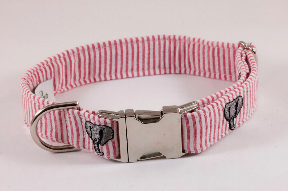 Crimson Tide Alabama Seersucker Dog Collar