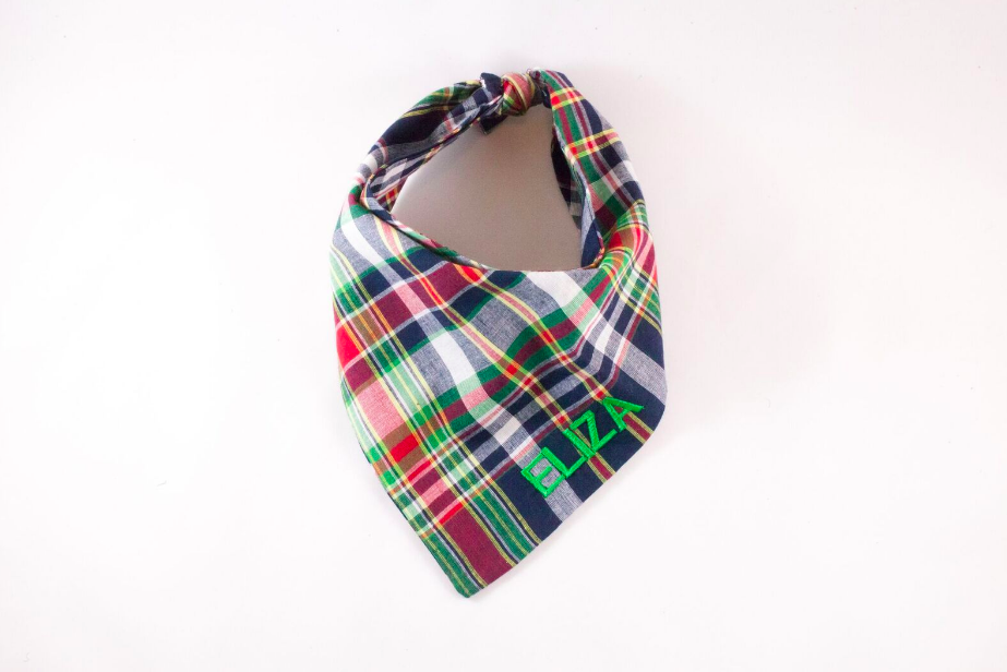 Madras Monogrammed Dog Bandana