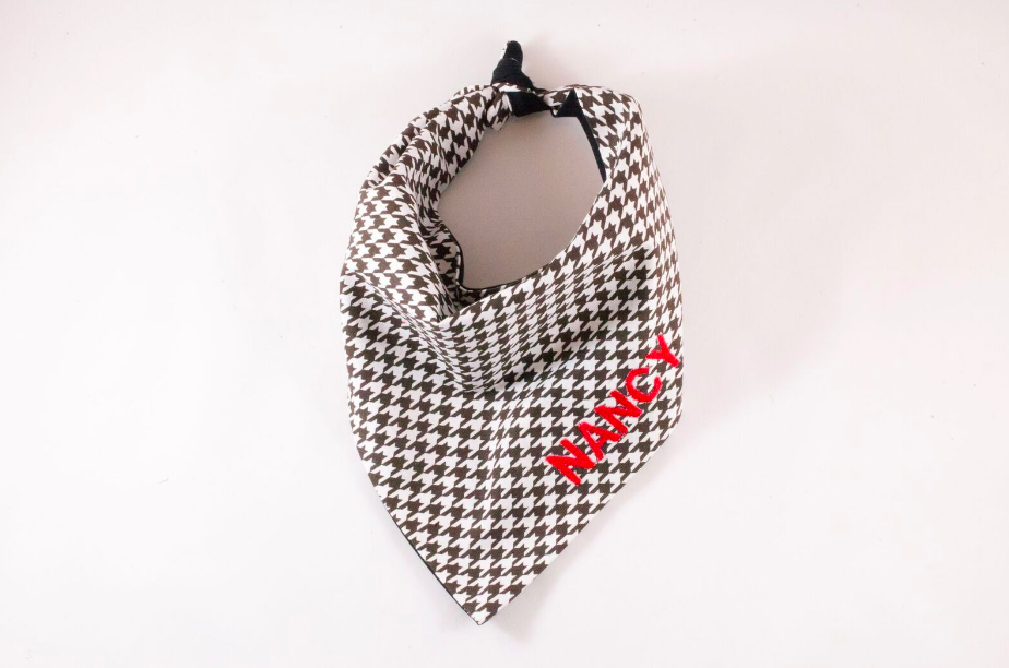 Black And White Houndstooth Monogrammed Dog Bandana