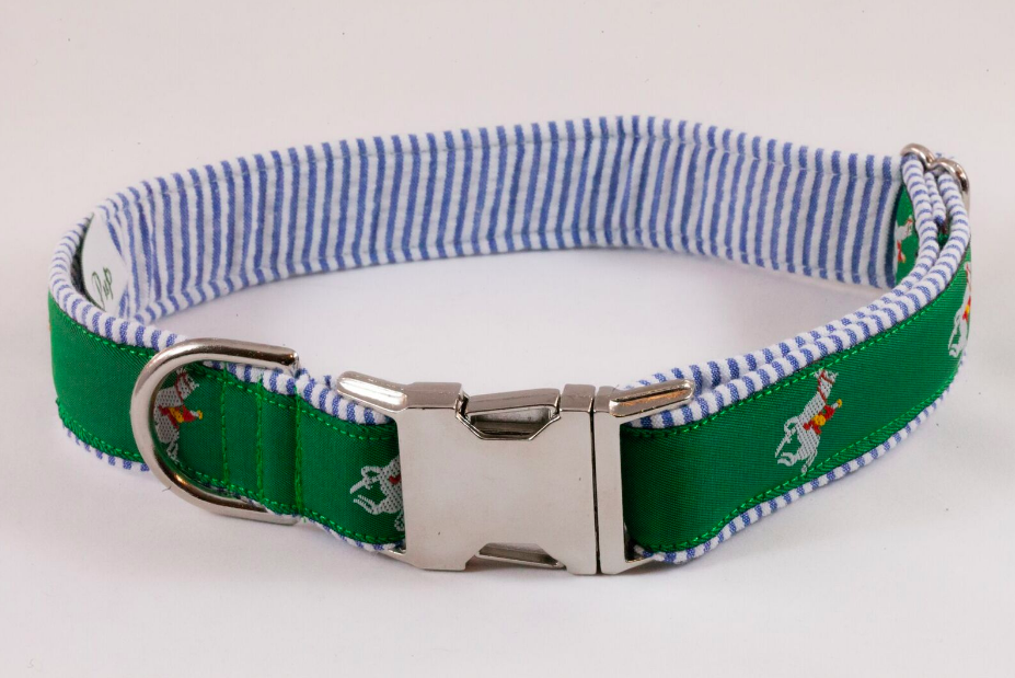 Hunt Club Equestrian Seersucker Bow Tie Dog Collar