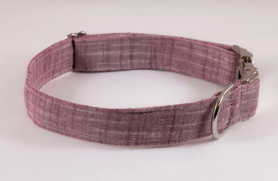 Plum Chambray Dog Collar