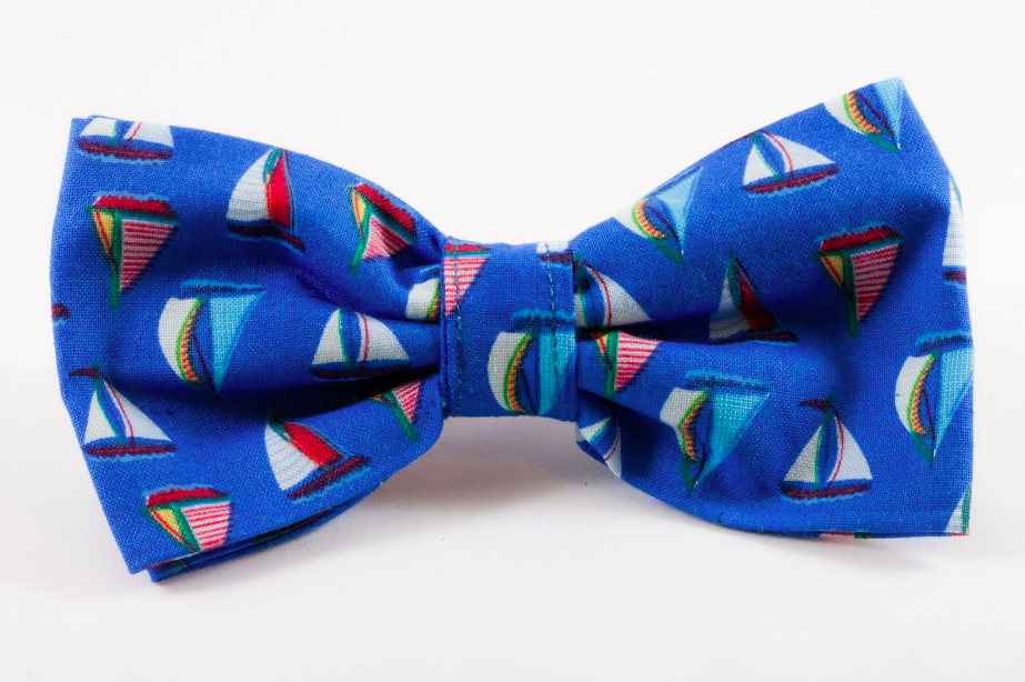 Nautical Sailboat Dog Bow Tie