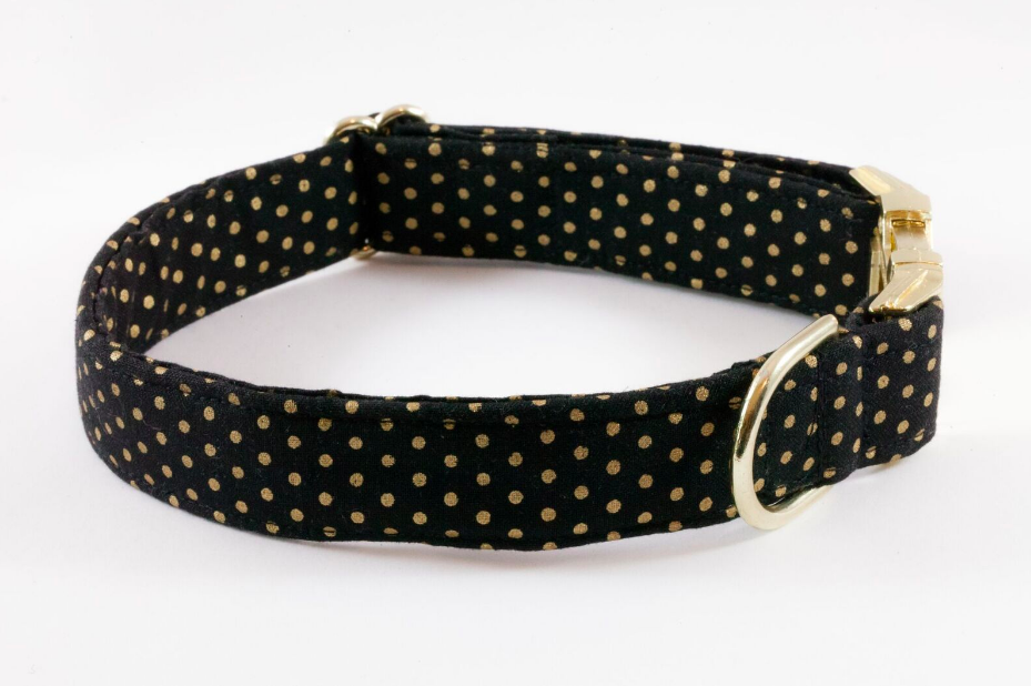 Black And Gold Polka Dot Dog Collar