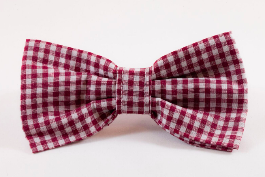 Garnet Gingham Gamecocks Dog Bow Tie