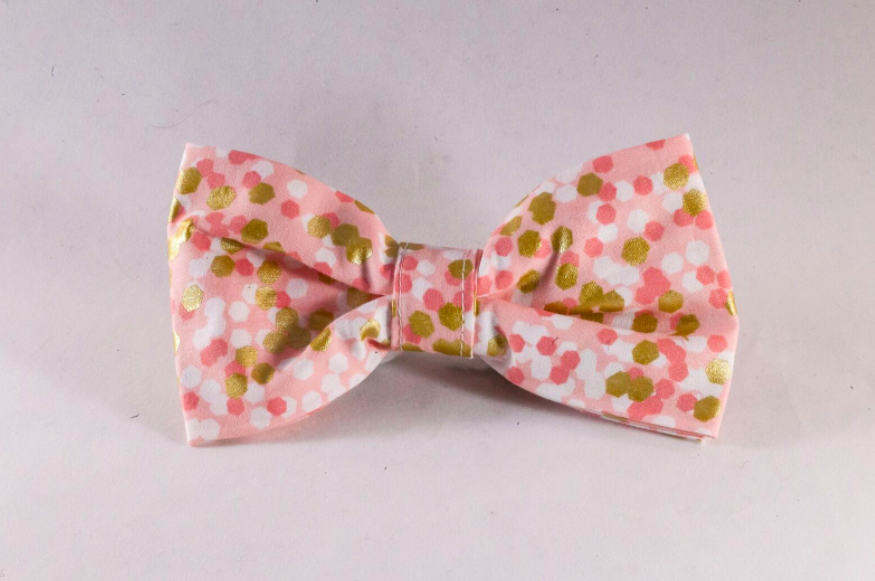 Champagne Pop Pink And Gold Polka Dot Dog Bow Tie–Valentine’s Day