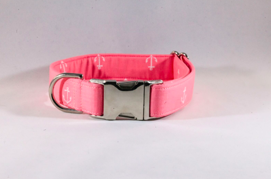 Pink Anchor Dog Collar