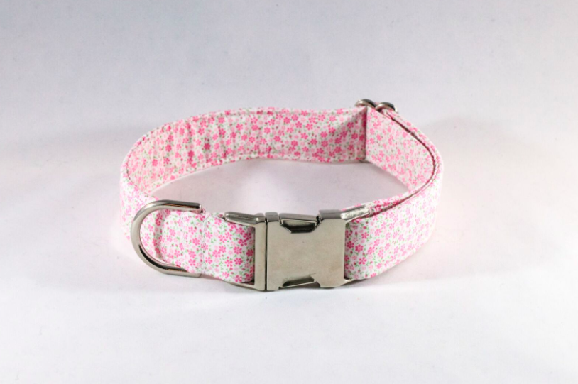 Pink Cherry Blossom Floral Girl Dog Flower Bow Tie Collar