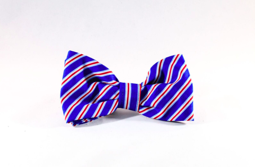 Preppy Red White And Blue Patriotic Stripes Dog Bow Tie