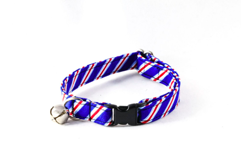 Red White And Blue Patriotic Stripes Kitty Cat Collar