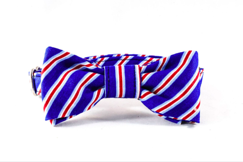 Red White And Blue Patriotic Stripes Kitty Cat Bow Tie Collar