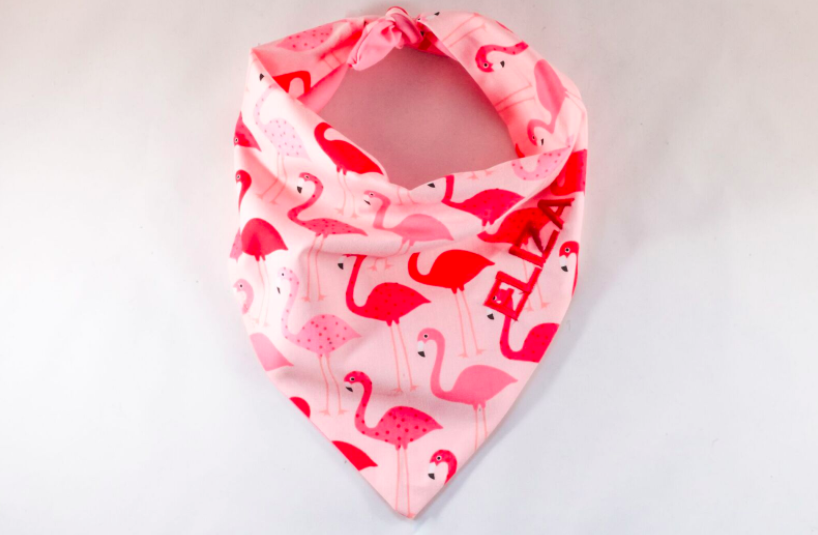 Fancy Pink Flamingos Monogrammed Dog Bandana