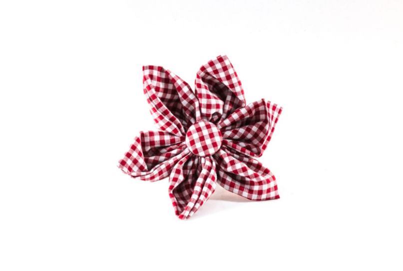 Garnet Gingham Gamecocks Girl Dog Flower Bow Tie