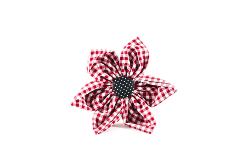 Garnet And Black Gingham Gamecocks Girl Dog Flower Bow Tie